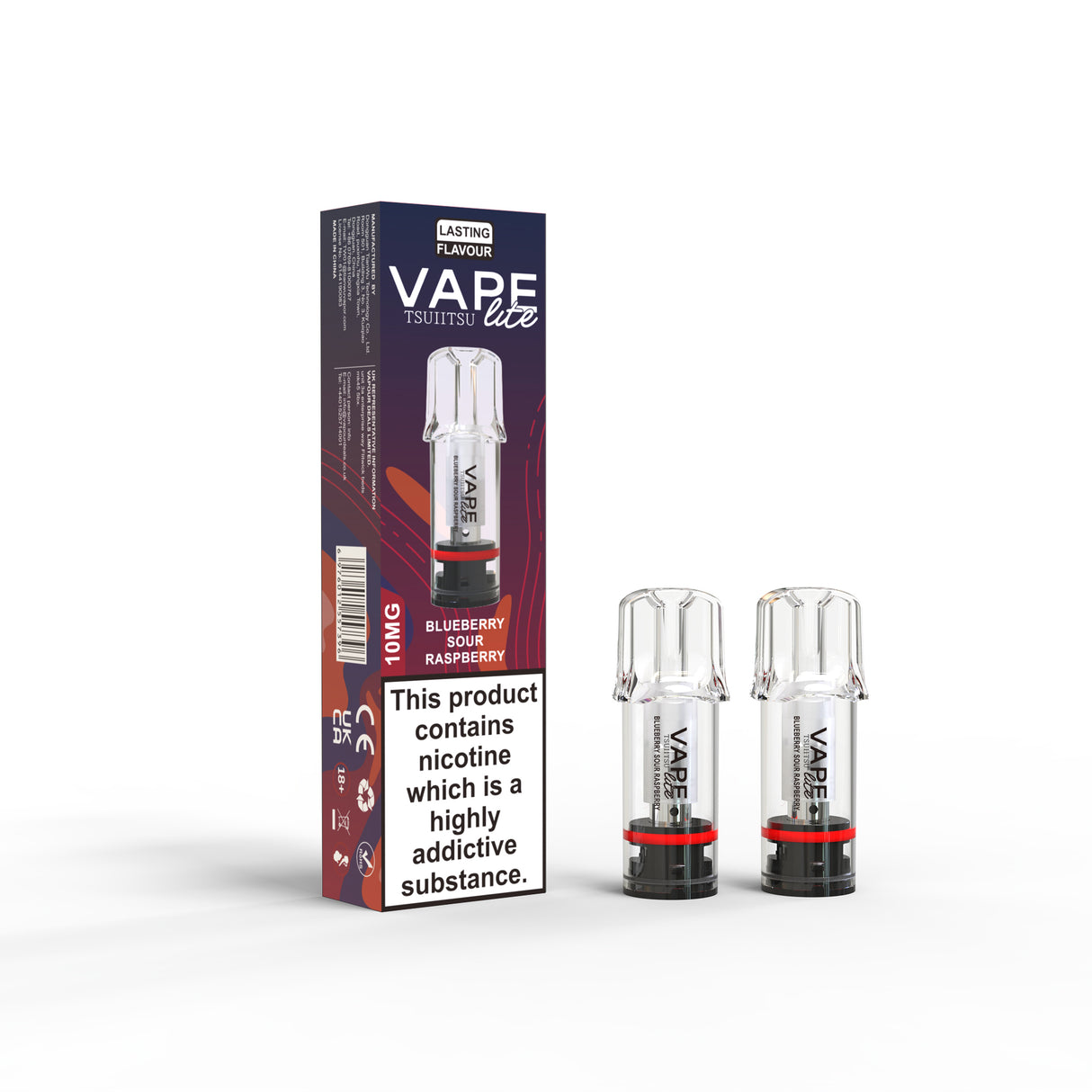 blue sour raspberry vape lite pods 10mg 2 pack