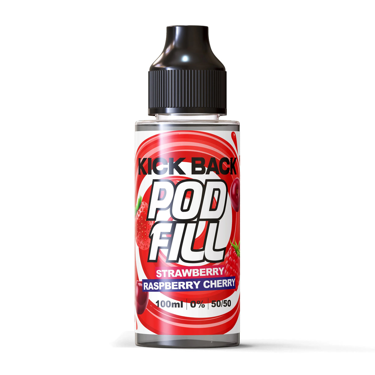 Strawberry Raspberry Cherry By Kick Back Pod Fill E-Liquid 100ml Shortfill