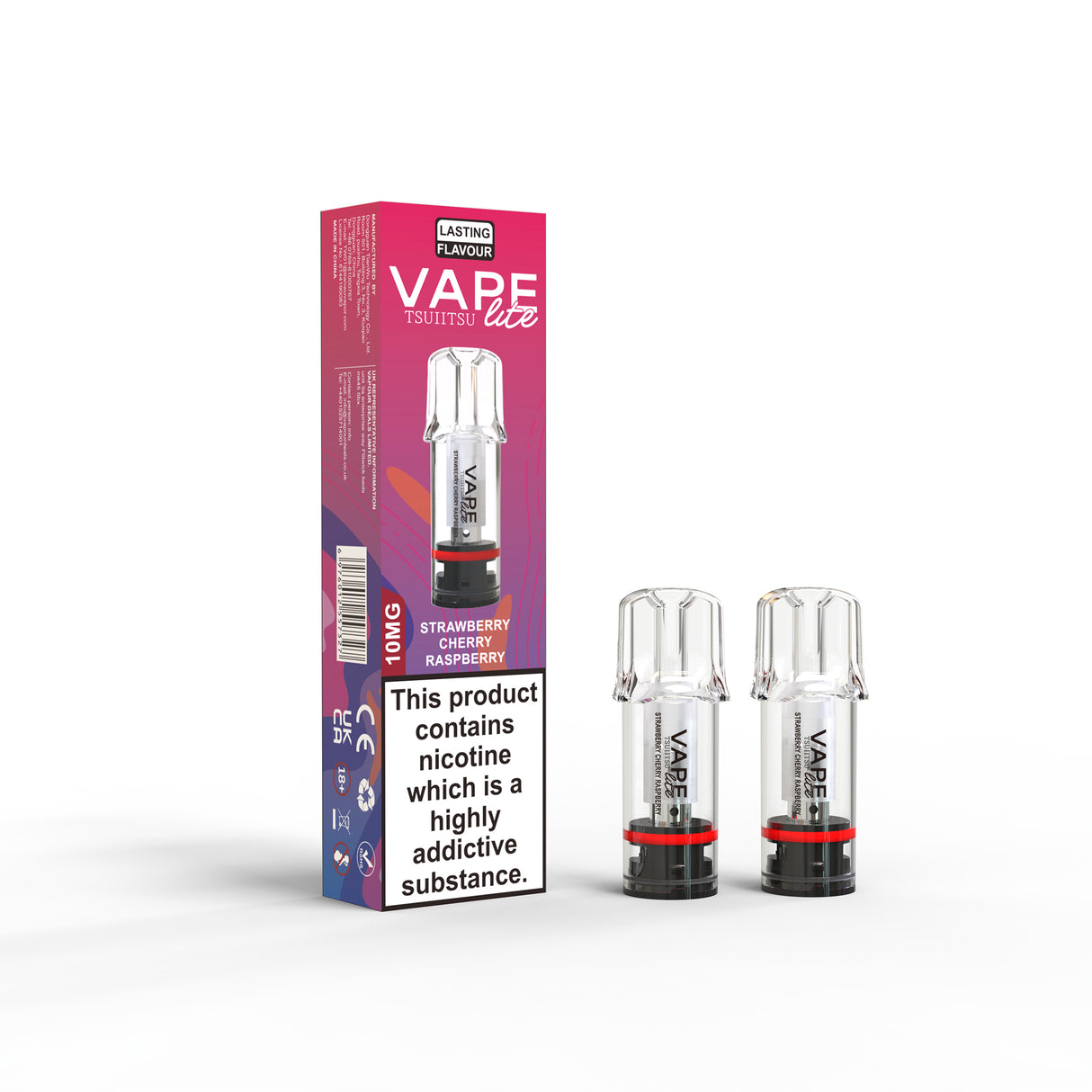strawberry cherry raspberry vape lite pods 10mg 2 pack