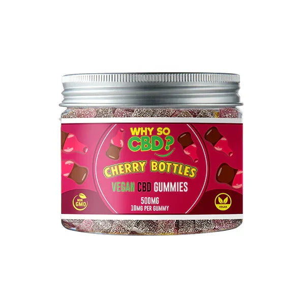 Why So CBD? 500mg Broad Spectrum CBD Small Vegan Gummies - Cherry Bottles