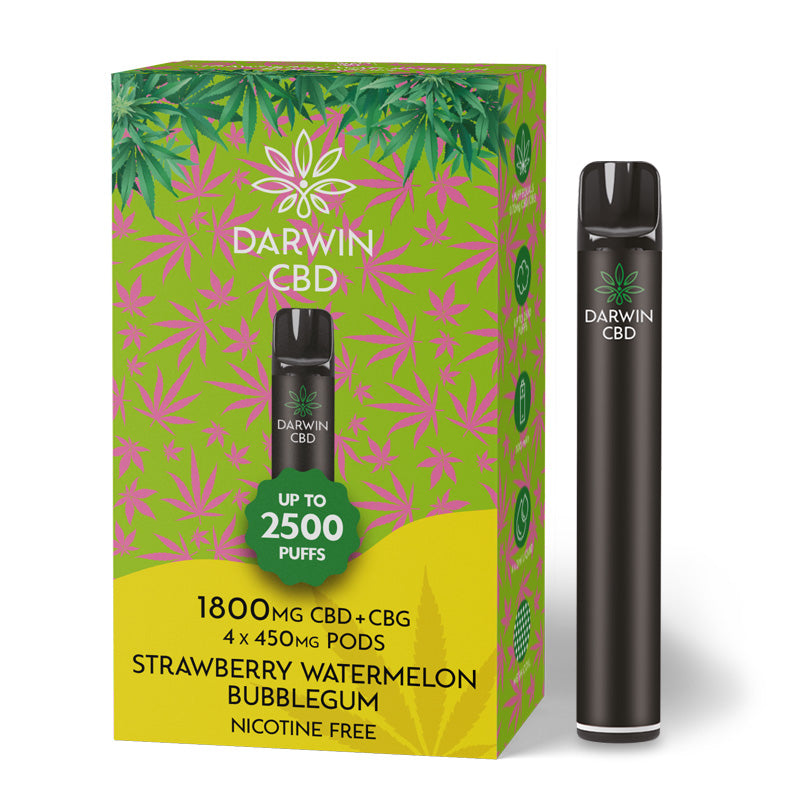 Darwin CBD 1800mg prefilled pod starter kit in Strawberry Watermelon Bubblegum