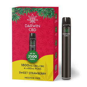 Darwin CBD 1800mg prefilled pod starter kit in Sweet Strawberry