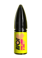 RIOT X Pink Lemon & Lime 10ml nic salt with lemon wedges, lime slices and a glass of pink lemonade