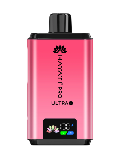 Pink electronic device with 'Hayati Pro Ultra+' branding on a white background