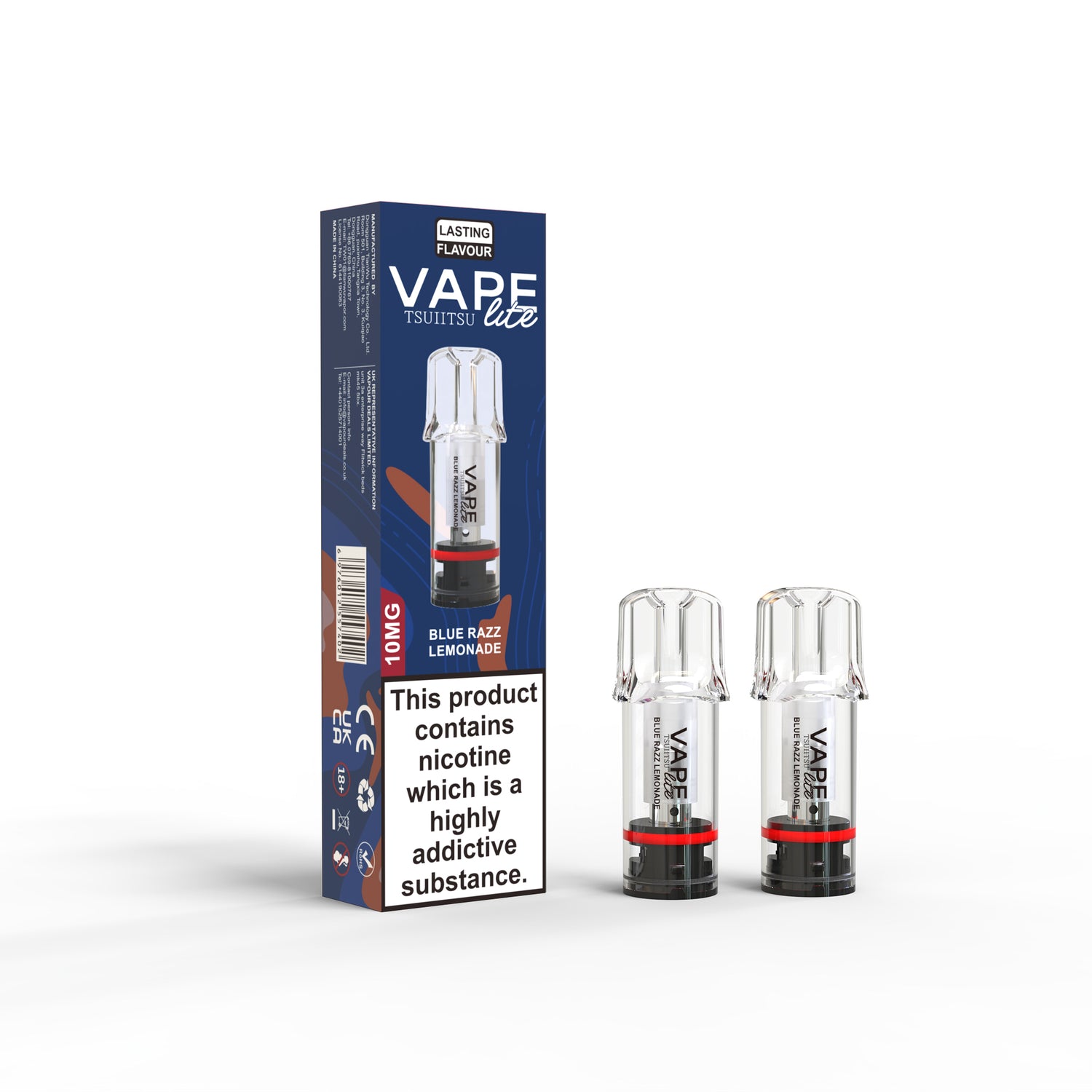 blue razz lemonade  vape lite pods 10mg 2 pack