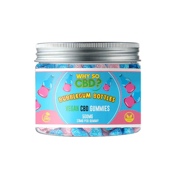 Why So CBD? 500mg Broad Spectrum CBD Small Vegan Gummies - Bubblegum Bottles