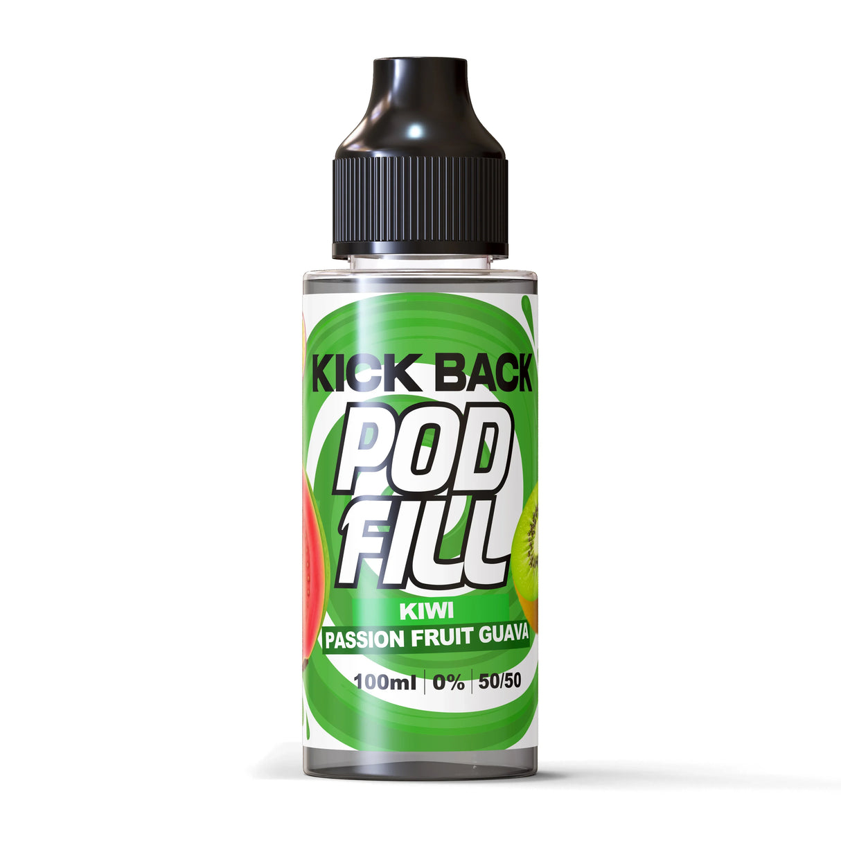 Kiwi Passion Fruit Guava By Kick Back Pod Fill E-Liquid 100ml Shortfill