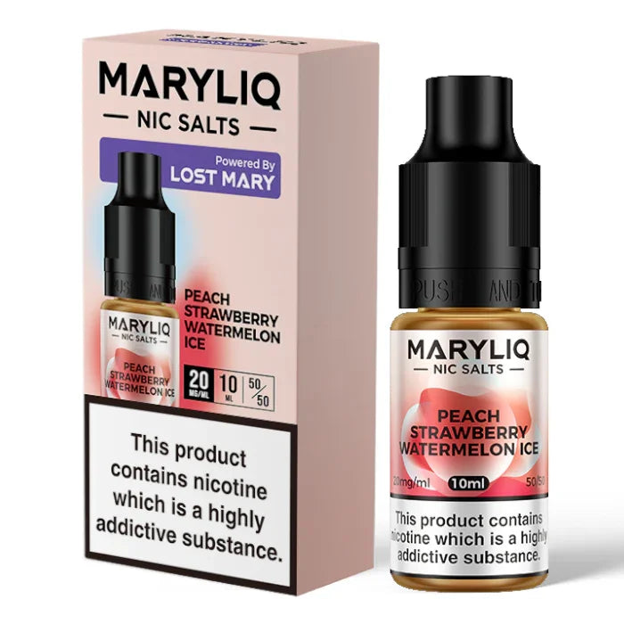 Peach Strawberry Watermelon Ice By Lost Mary MARYLIQ Nic Salts 10ml