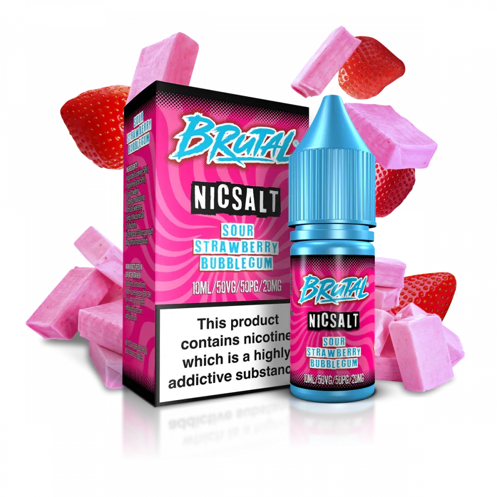 Sour Strawberry Bubblegum Nic Salt By Brutal