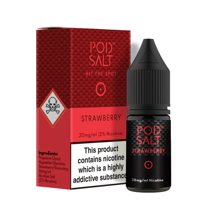 POD SALT STRAWBERRY 10ML NICOTINE SALT E-LIQUID - I Love Vapour nic salts POD SALT